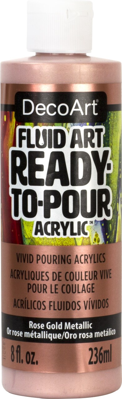 DecoArt FluidArt Ready-To-Pour Acrylic Paint 8oz-Rose Gold Metallic